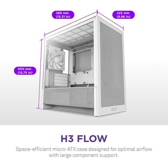 Jual Nzxt Pc Casing H3 Flow - Pc Case Micro Atx Airflow - White Di ...