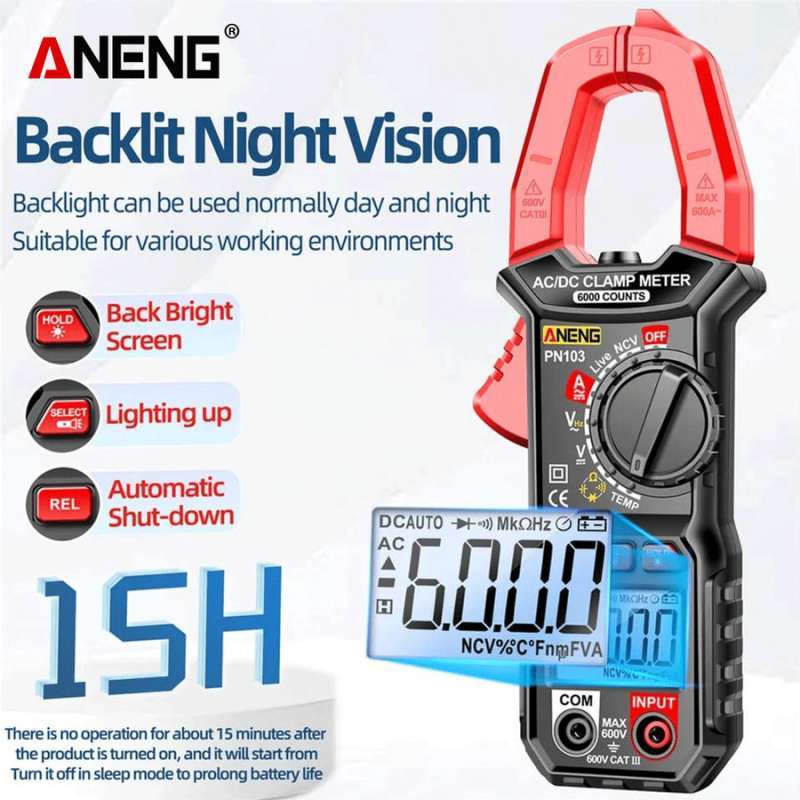 Jual Aneng Pn103 Pro Clamp Meter Ac/dc Current Professional Multimeter ...