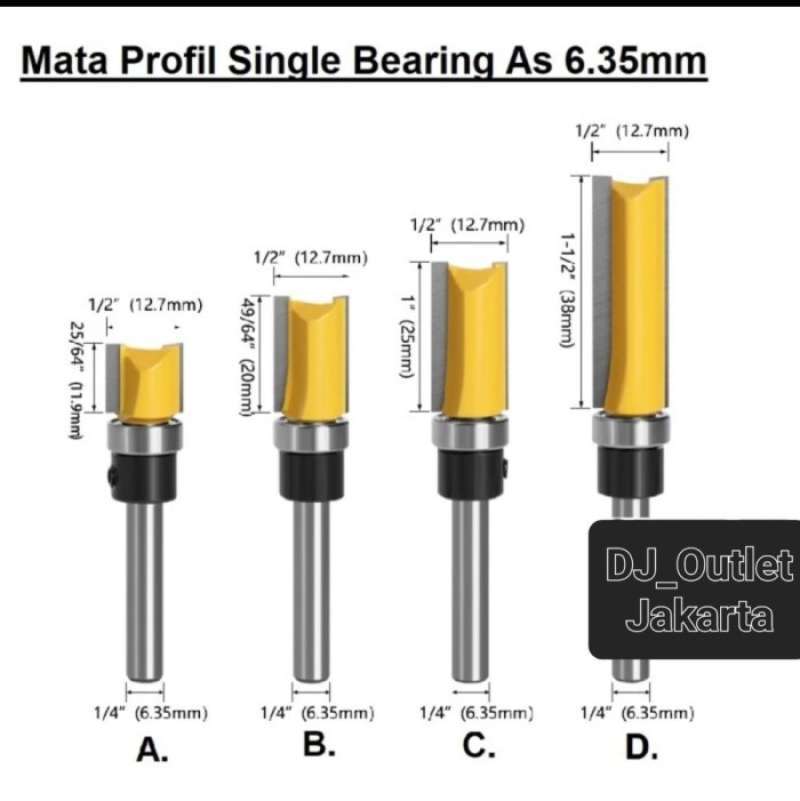 Promo Mata Profil Flush Trimmer Router Bits Singles Bearing Hpl Edging ...
