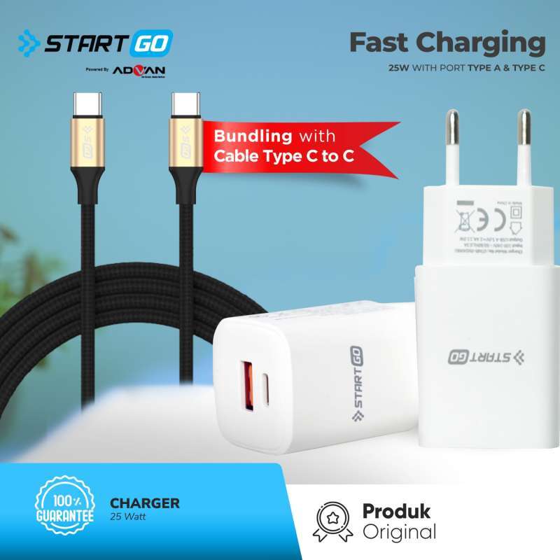 Promo Startgo Kepala Smart Charger 25w Bundle Kabel Data Type C To C Promo startgo kepala smart charger 25w bundle kabel data type c to c