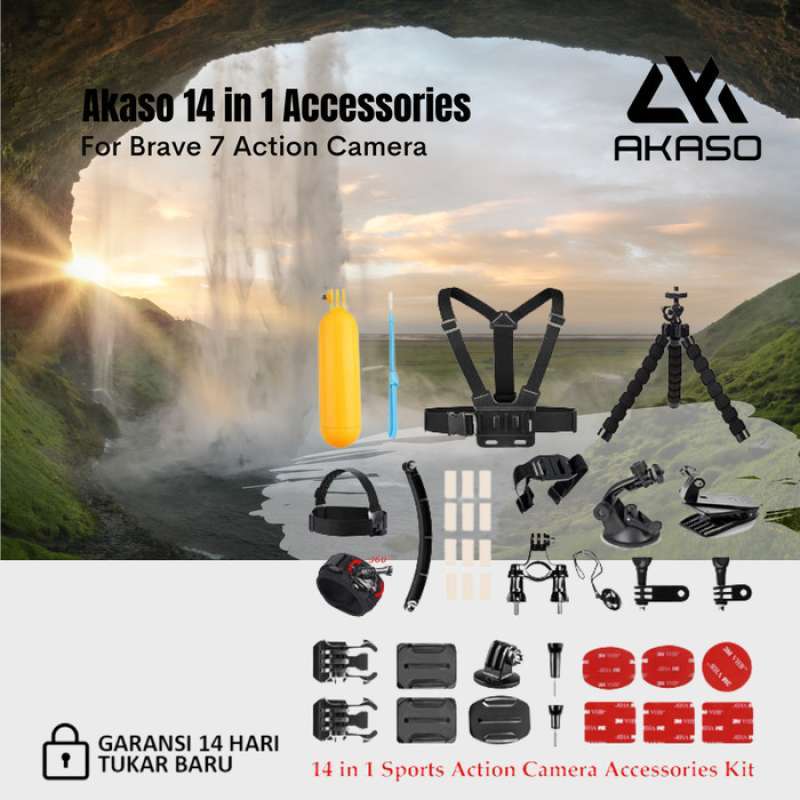 Promo Akaso 14 In 1 Accessories For Brave 7 Action Camera Diskon 16 di