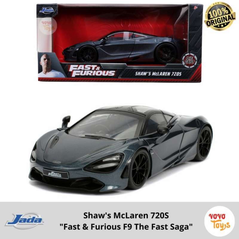 Jadatoys 1:24 Shaw's McLaren 720S film Fast & Furious Hobbs & Shaw (2019) gris métallique