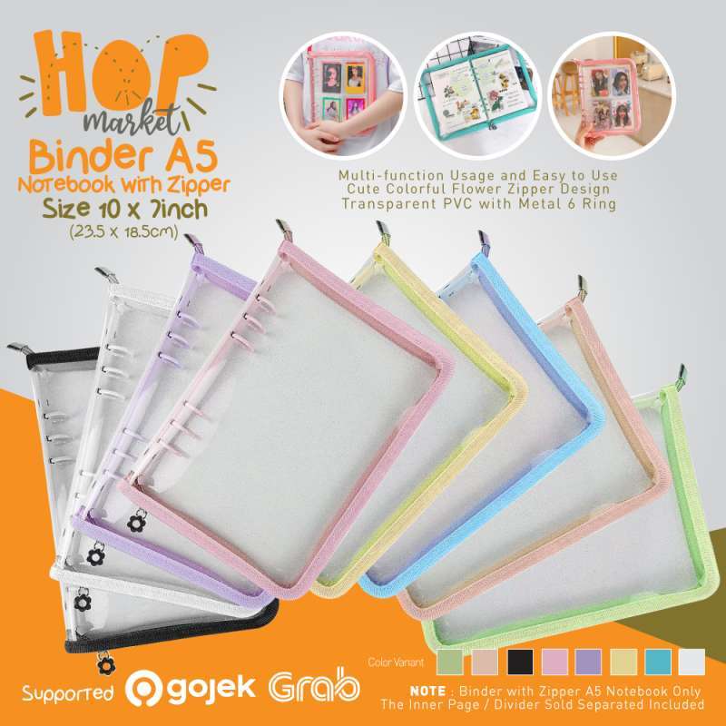 Jual A5 Binder Zipper 6 Ring Album Photocard KPOP Instax Foto Lomo Card