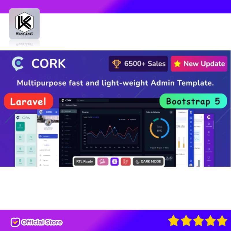 Jual CORK BOOTSTRAP 5 ADMIN LARAVEL 9 DASHBOARD TEMPLATE BY