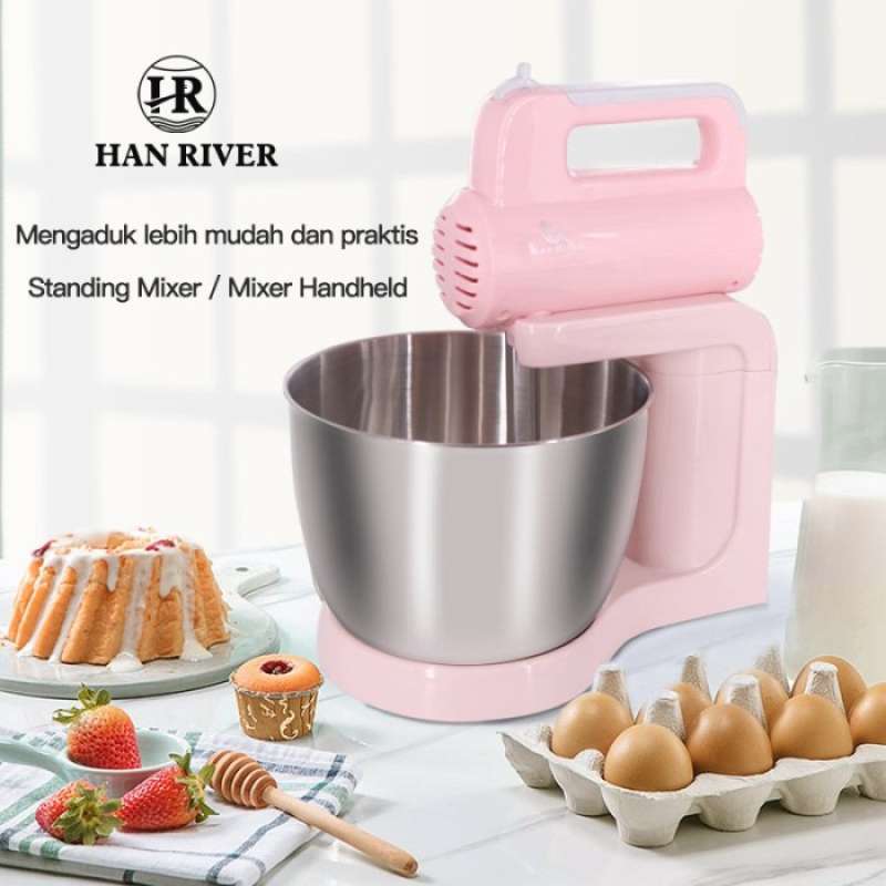 Promo HAN RIVER Standing Mixer / Mixer Handheld Putih/Macaron Pink
