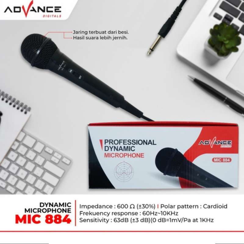 Jual Advance Mic Karaoke Profesional Dynamic Kabel MIC 884 di Seller