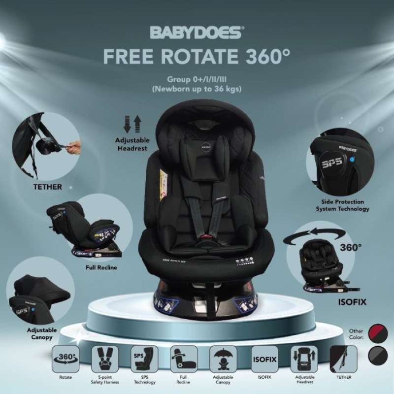 Promo Babydoes car seat free rotate 360 / kursi mobil Hitam Multicolor Diskon 23 di Seller