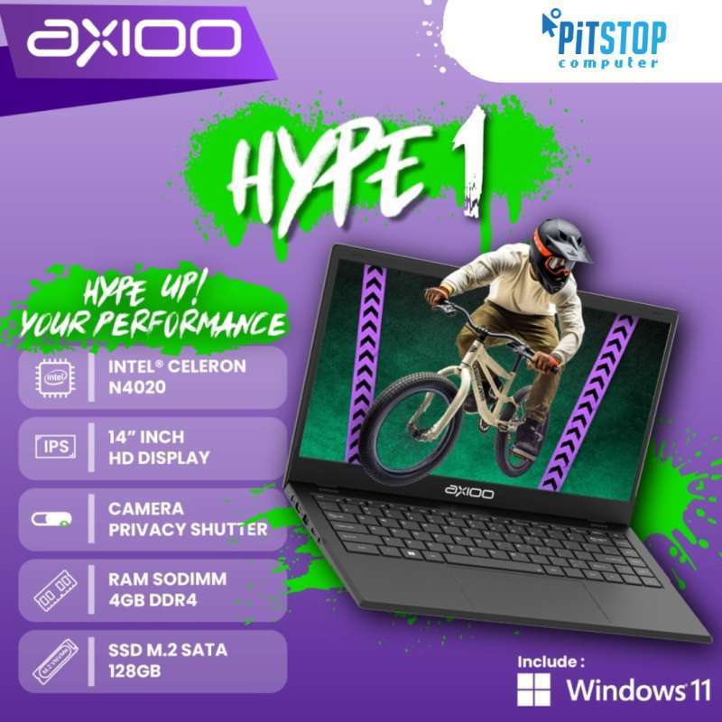 Promo Axioo Hype (intel Celeron N4020/ RAM 4gb/ Ssd 128gb/ 14