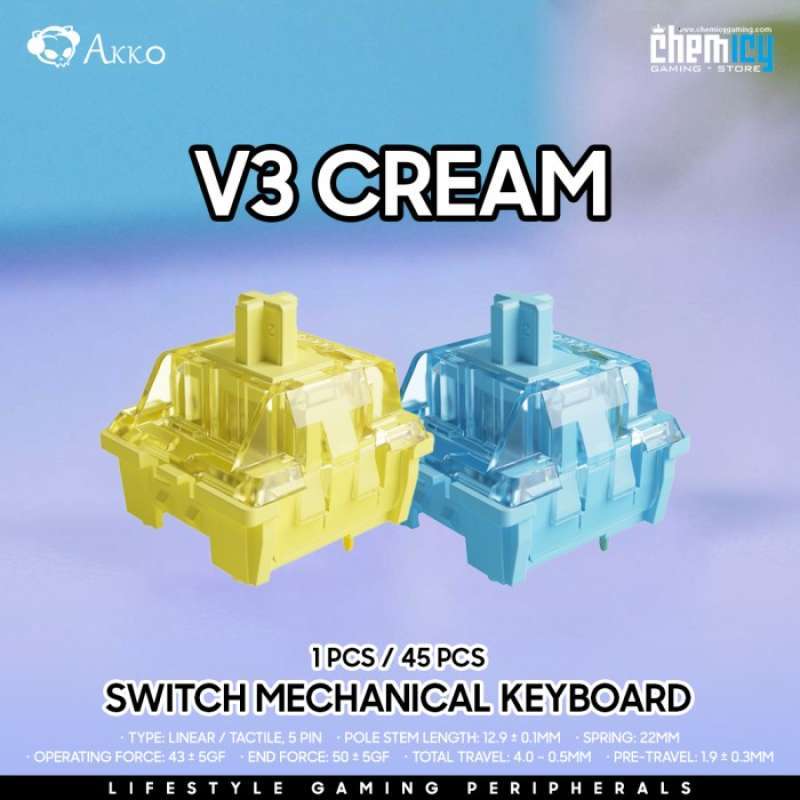 Promo Akko V3 Cream Yellow / Blue Pro 5 pin Switch for Mechanical Keyboard Diskon 9 di Seller