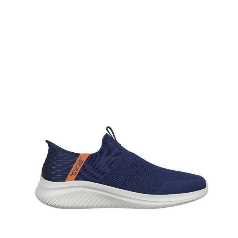 Skechers Ultra Flex Men's Slip On Shoes Navy/Orange