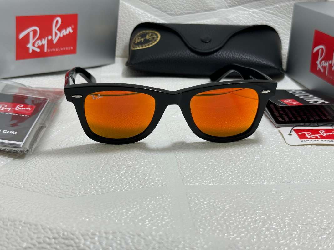 Kacamata Rayban Wayfarer RB2140 Black Fire Mirror Original