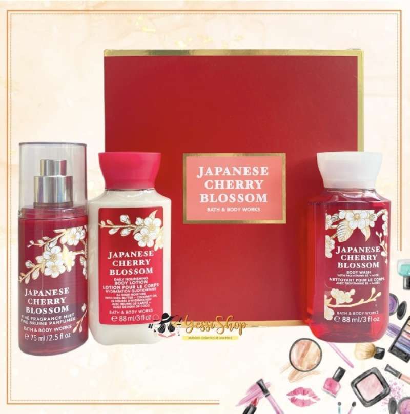 Promo Bath & Body Works Japanese Cherry Blossom Mini Gift Box Set
