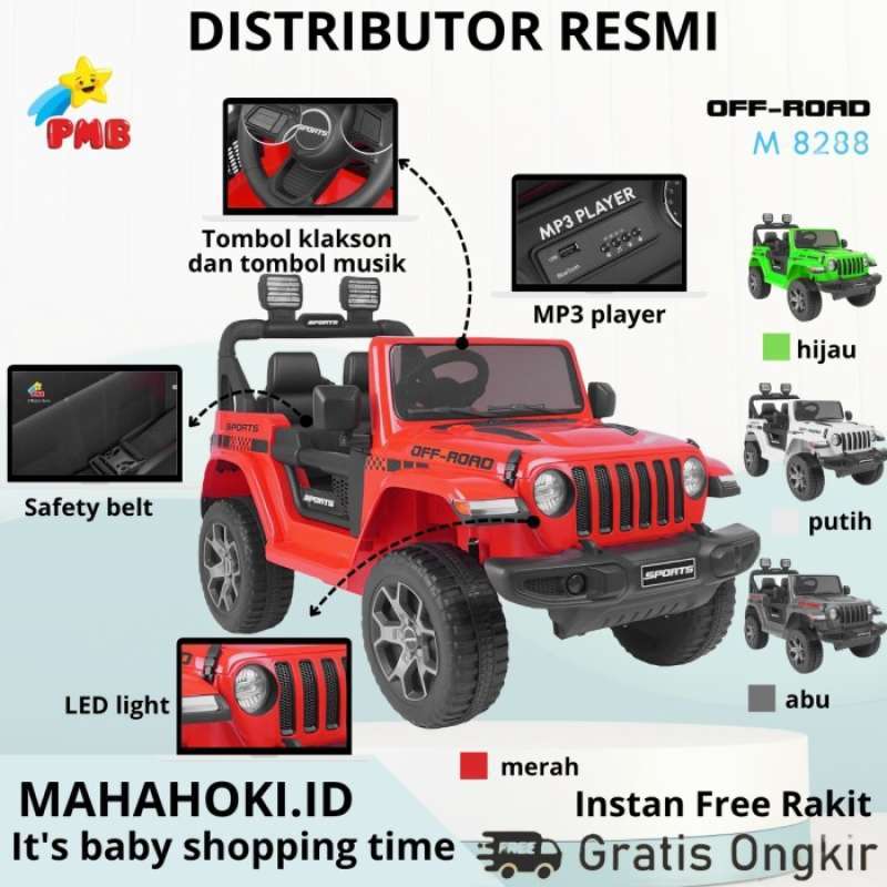 Promo Mobil Aki Anak Jeep Offroad Rubicon Pmb M-8288 Remote Control 2