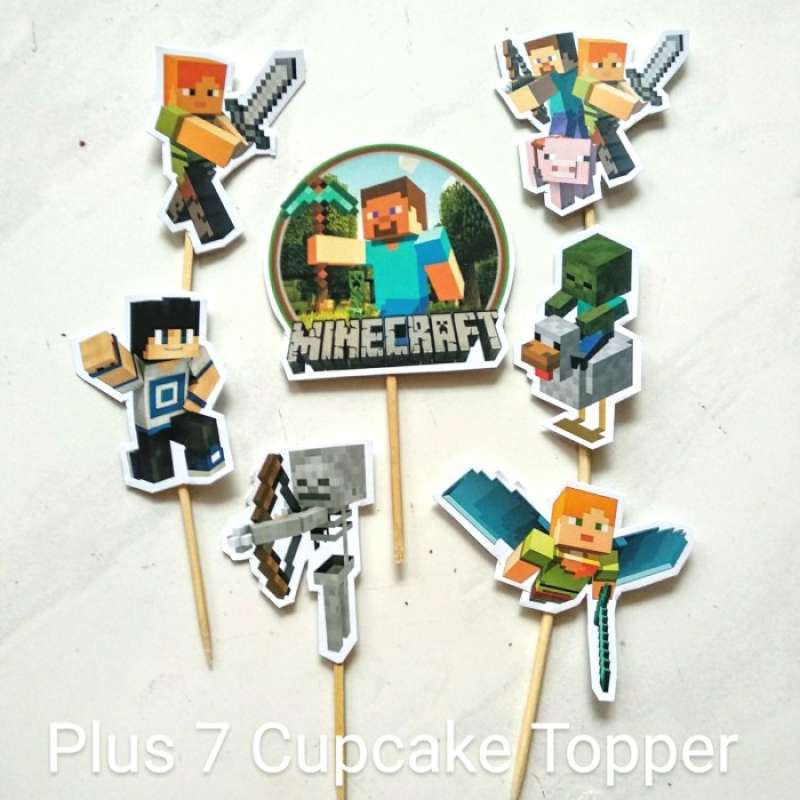 Promo Minecraft Cake Topper/topper Kue Minecraft/topper Birthday Banner ...