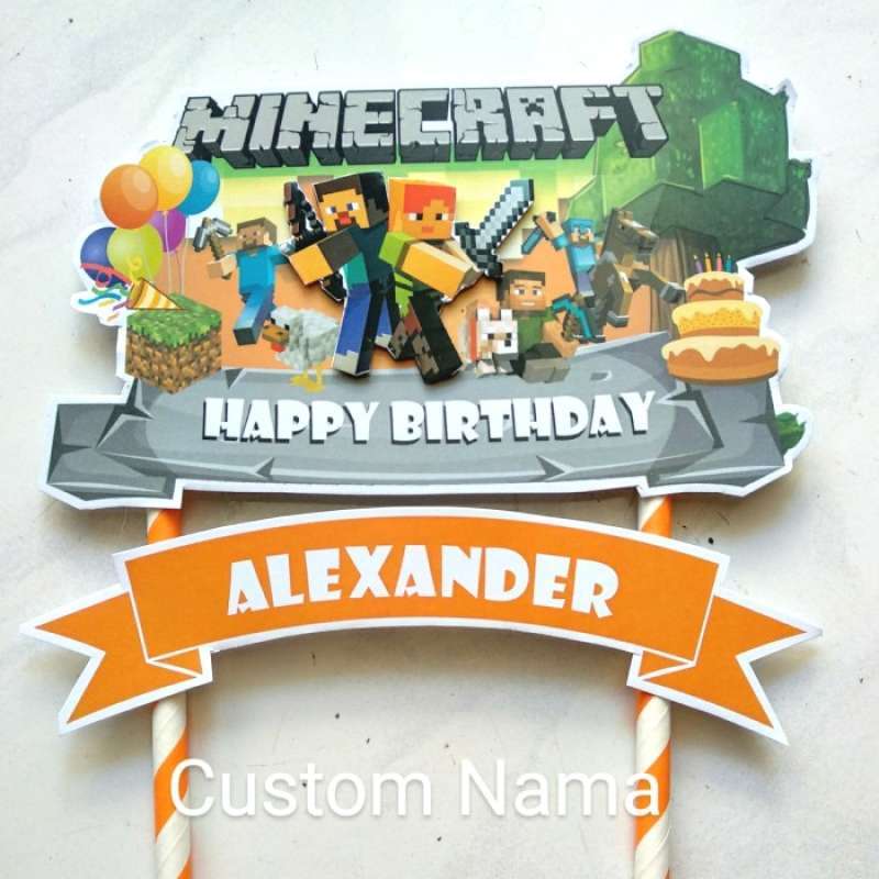 Promo Minecraft Cake Topper/topper Kue Minecraft/topper Birthday Banner ...