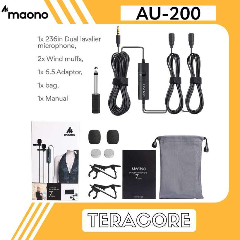 Promo Maono Au200 Au-200 Au 200 Dual Clip On Lavalier Mic Smartphone ...