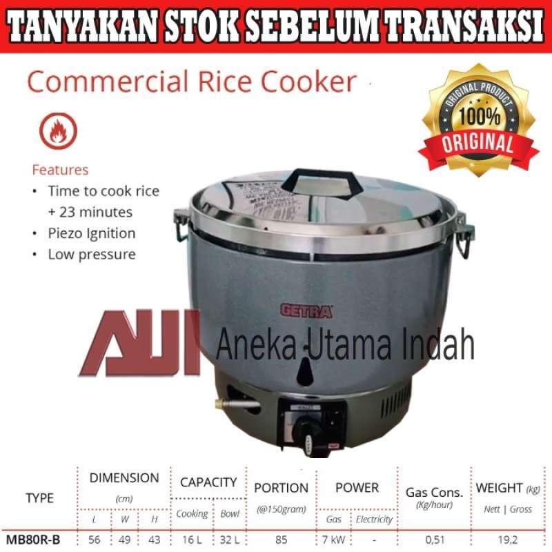 Promo Getra Mb80rb Commercial Gas Rice Cooker /pemasak Nasi Gas Skala