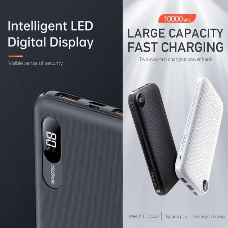 MCDODO Power Bank Digital Display 10000mAh 22.5W PD - Black MC-6041
