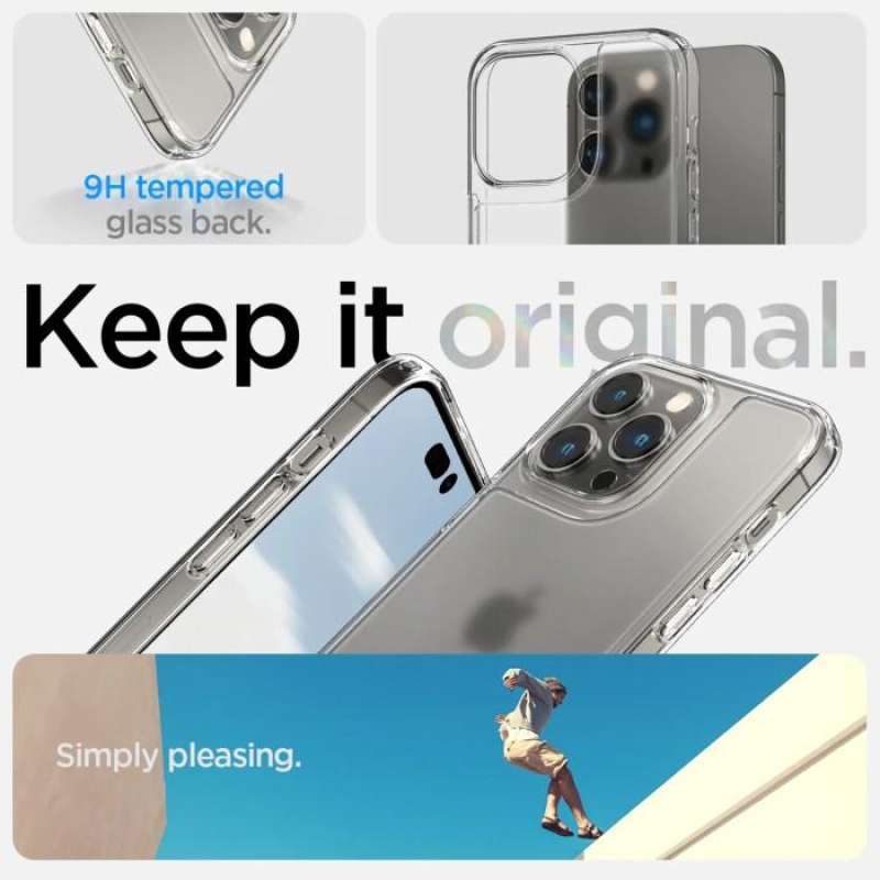 Case iPhone 14 Pro Max Plus Spigen Quartz Hybrid Clear Glass 9H Casing