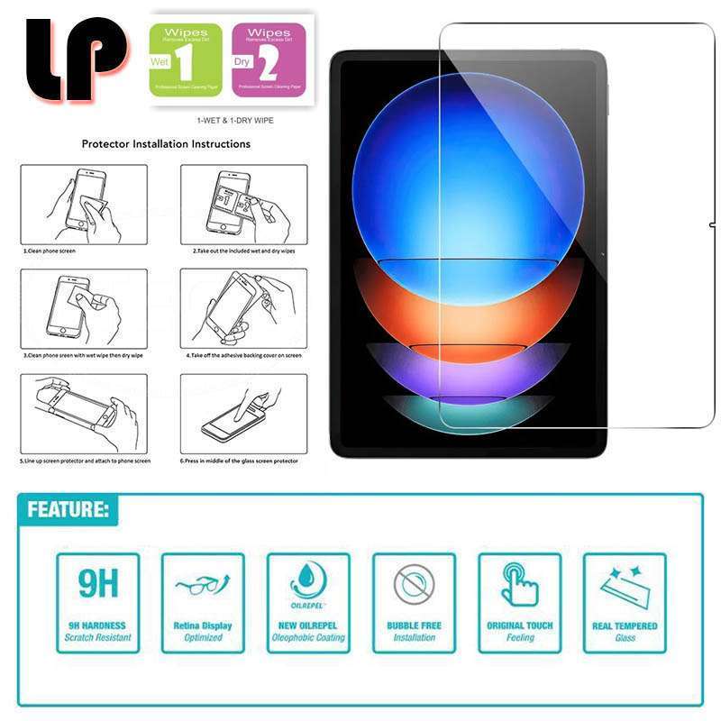 LP HD Tempered Glass Screen Protector for Xiaomi Pad 6s Pro 12.4, featuring 9H Hardness, Oleophobic Coating, and Full Coverage Design for Maximum Tablet Protection