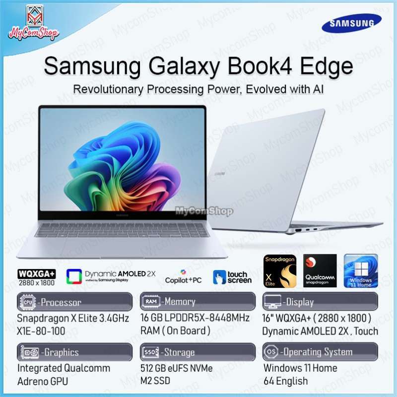 Jual Samsung Galaxy Book4 Edge Ai Laptop Snapdragon X Elite X1e80100 16gb Ram 512gb Ssd