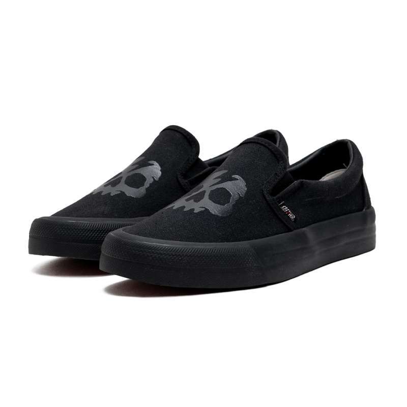 SABA Slip On Skull All Black Sepatu Sneakers Casual Pria Wanita