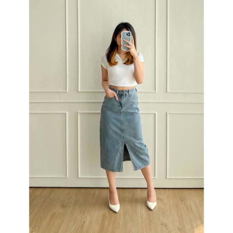 Denim midi skirt 07 sale