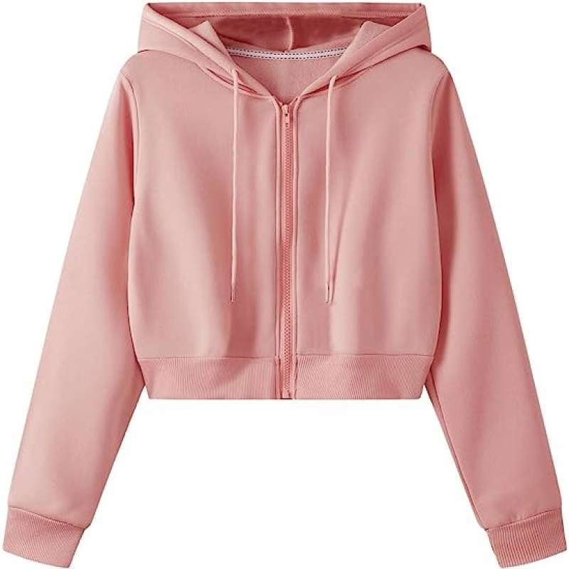 aasaa j4k3t Basic Hoodie Zipper Crop Top Jaket Hoodie Polos Wanita