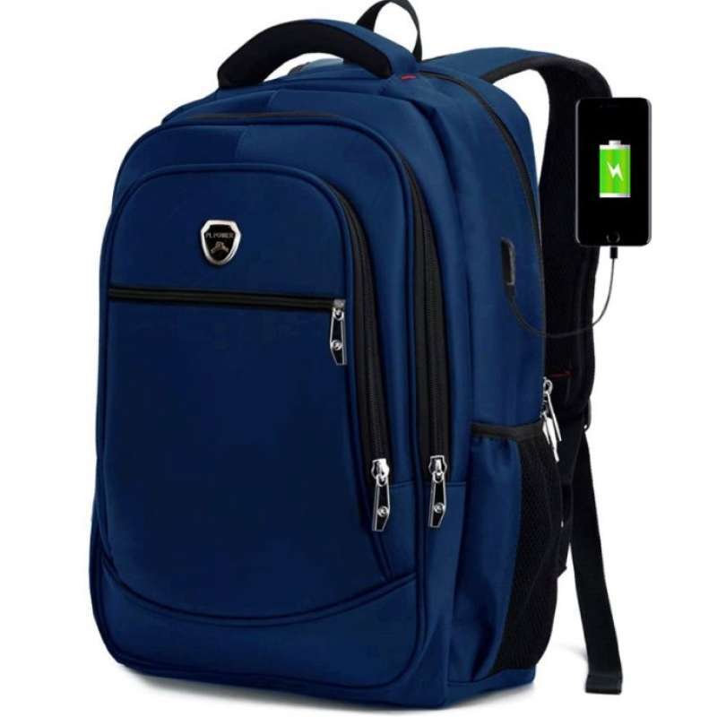 Polo Power Backpack USB Port Import Tas Pria Ransel Laptop Expanding Merah