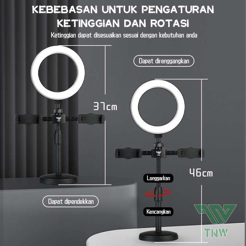 Promo Ring Light 16cm+tripod +2 Holder Hp Merek Tnw Diskon 17% Di