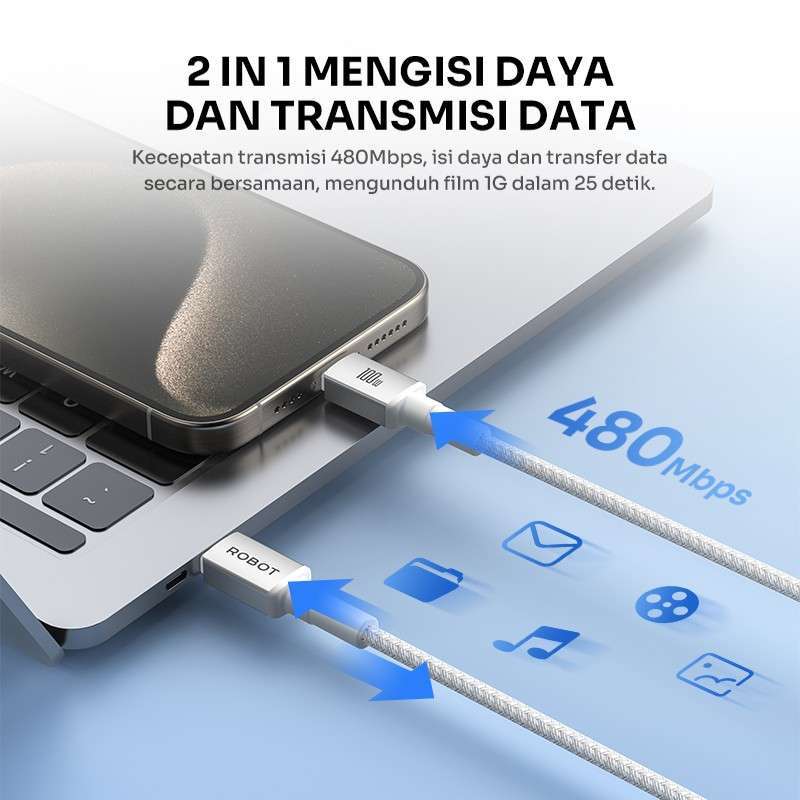ROBOT Kabel Data Fast Charging RSPD120 Type C to Type C 100W
