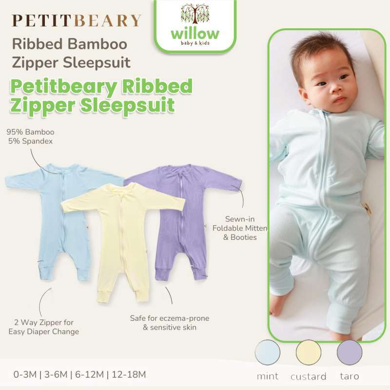 Jumpsuit Bayi Petitbeary Ribbed Zipper Sleepsuit