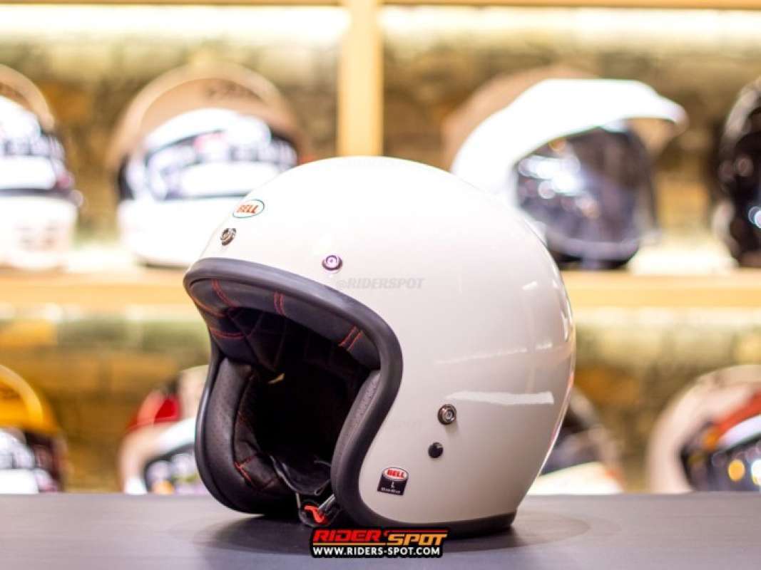 Helm Motor BELL Custom 500 White Half Face Retro Bogo Touring Harley