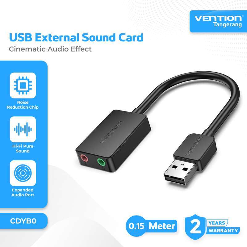 Vention USB Sound Card External to AUX Double Hole Type Audio TRS  Noise Cancelling Chip CDYB0 - Main Image