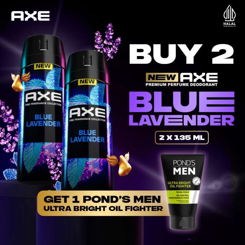 Buy Axe Blue Lavender Deodorant Spray [135 mL] Free Pond's Men Ultra  Bright Oil Fighter [50 g]
