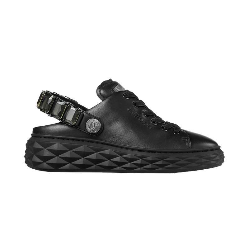 Jimmy Choo Diamond Sling Nappa Leather Trainers With Crystal Strap Black