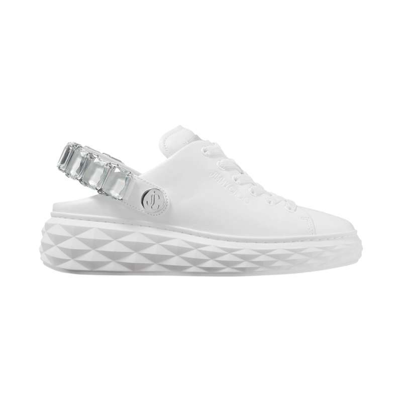 Jimmy Choo Diamond Sling Nappa Leather Trainers With Crystal Strap White