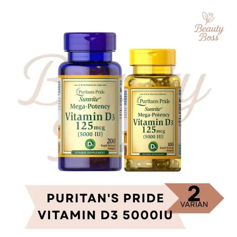 Puritan's Pride Vitamin D3 5000 IU – 200 Softgels, Immune Support Supplement