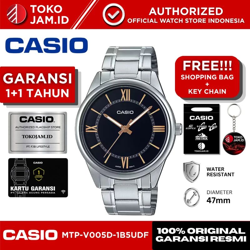 Promo Jam Tangan Pria Casio Mtp-v005d-1b5udf Original Analog Black Dial ...