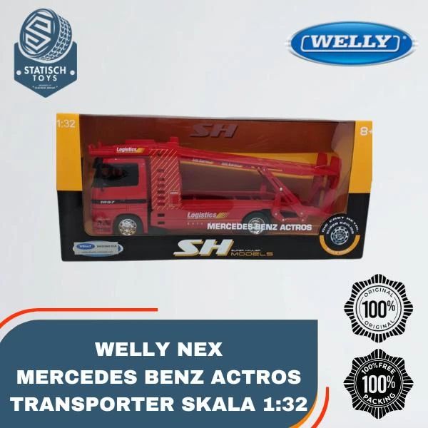Jual Nex Welly Mercedes Benz Actros Short Transporter Merah 1:32