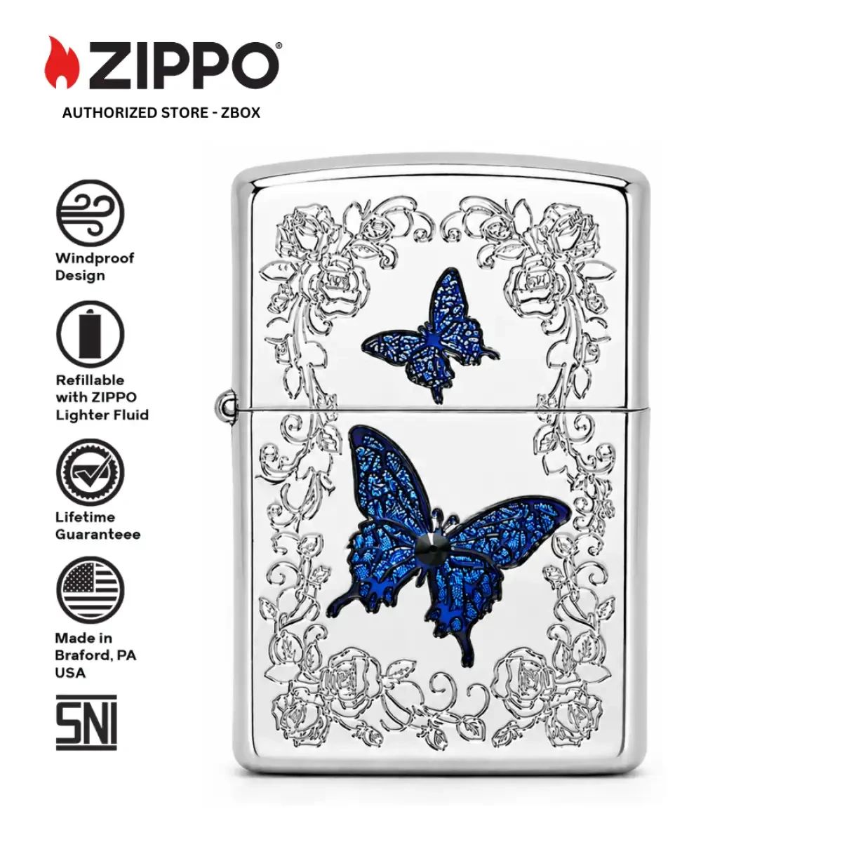 Jual Za-4-86a – Zippo Butterfly Floral Design Di Seller Zippo Box