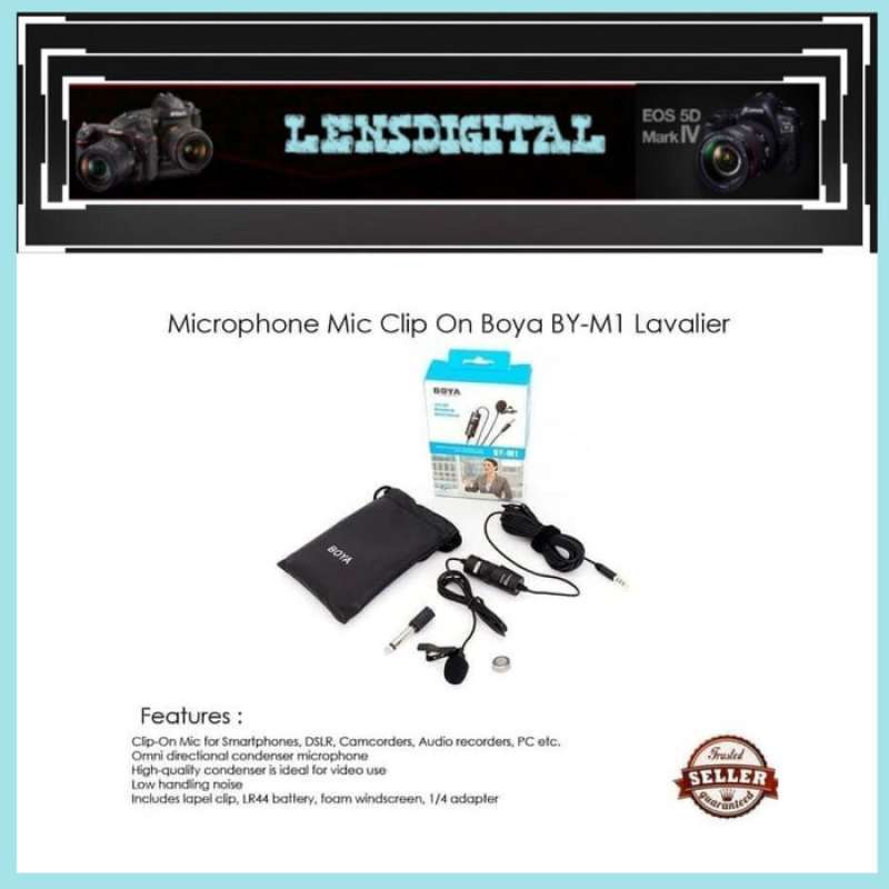 Promo MICROPHONE MIC CLIP ON BOYA BYM1 LAVALIER FOR KAMERA&HP Diskon 23 di Seller Tema Store