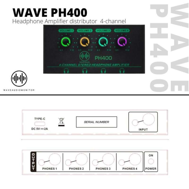 Wave Distrubutor Instrument Promo Wave Ph400 Headphones Amplifier Distributor 4Ch Channel Diskon 18 ...