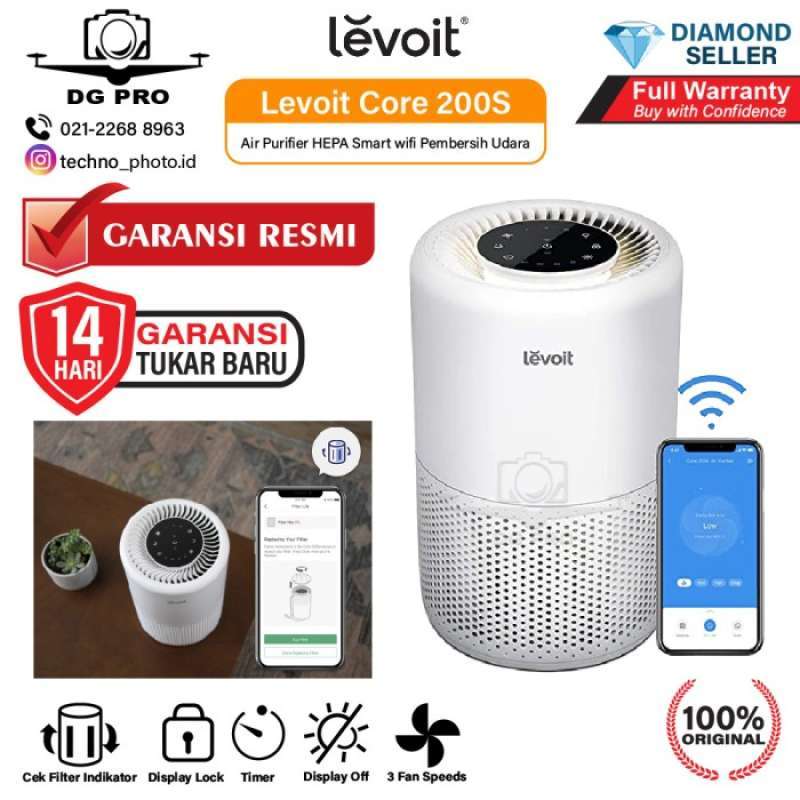 Jual Levoit Air Purifier Core 200S Smart Wifi Hepa Pembersih Udara di