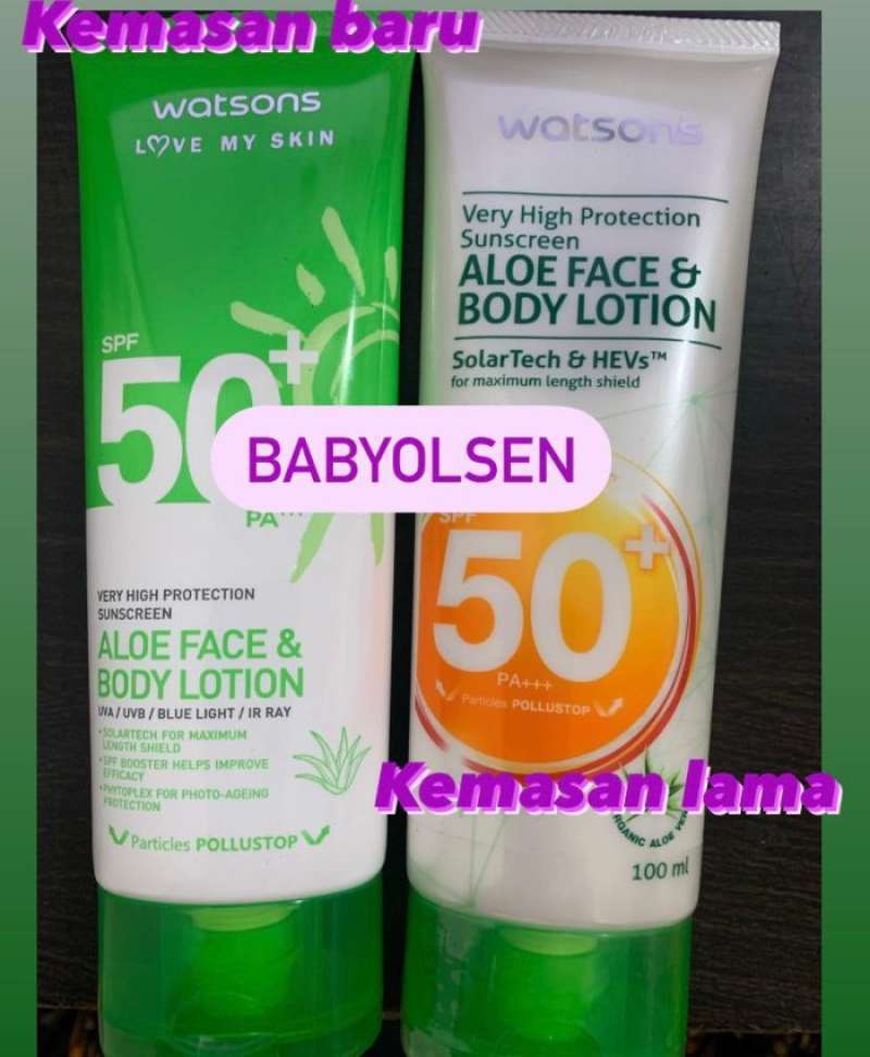 Promo WATSONS SUNSCREEN ALOE FACE & BODY LOTION SPF 50/SUNBLO WAJAH