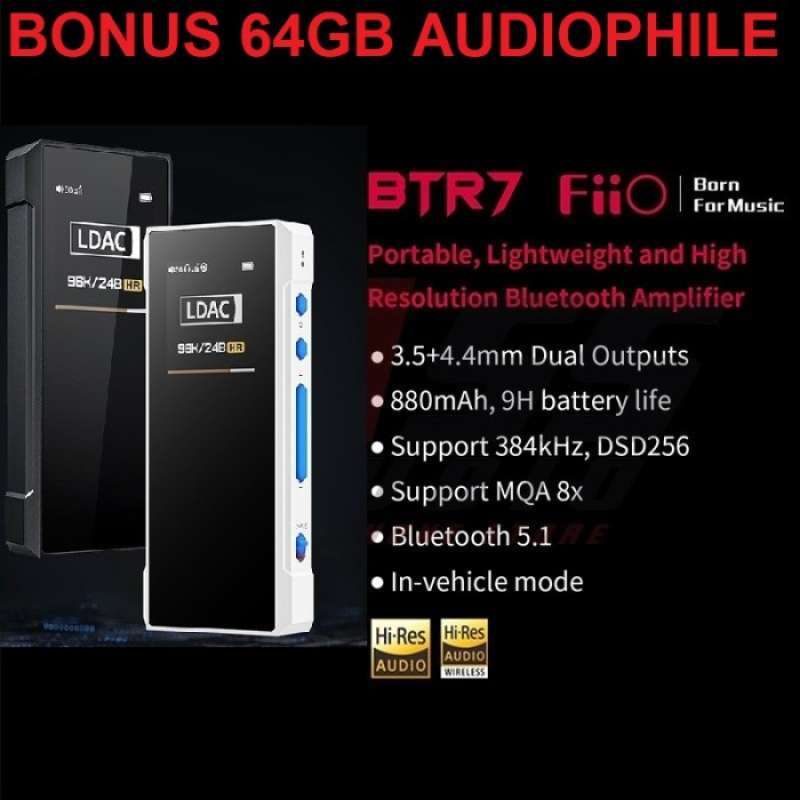 Promo FiiO BTR7 / BTR 7 Hi-Res MQA THX Portable Bluetooth Dual DAC ...