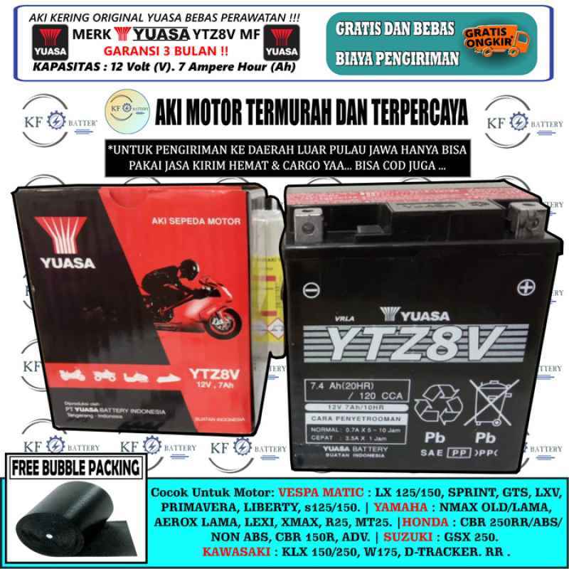 Promo Aki Motor KLX 150, D-Tracker, W175, Xmax, KLX 250 YTZ8V YUASA ORI
