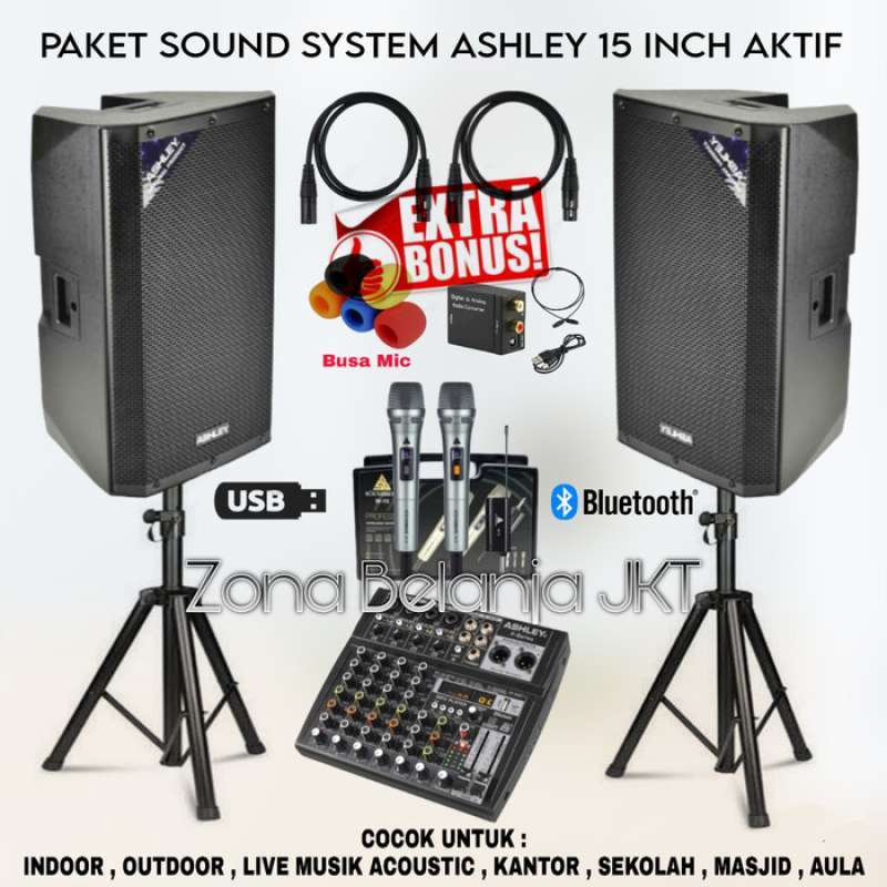 Promo PAKET SOUND SYSTEM INDOOR OUTDOOR SPEAKER ASHLEY 15 INCH AKTIF