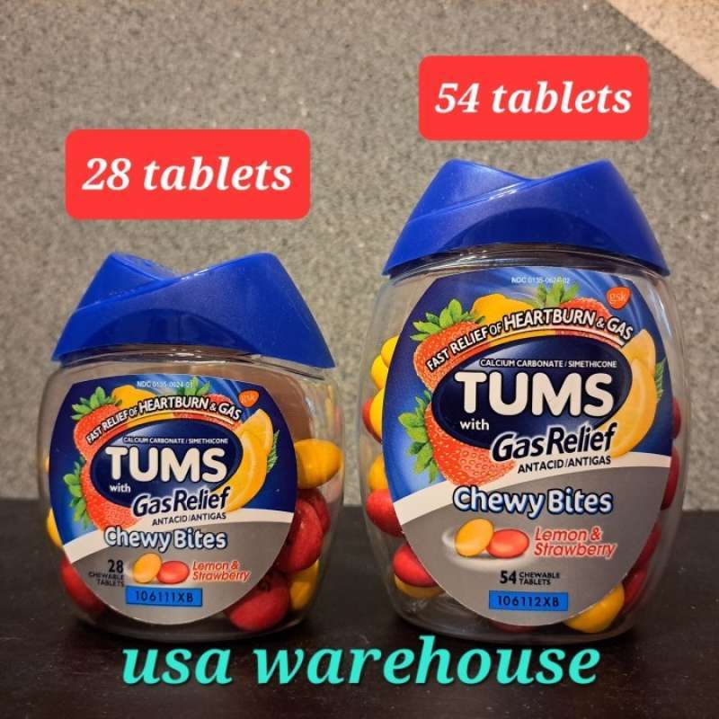 Promo Tums Gas Relief Antacid Antigas Heartburn 28 & 54 Chewy Bites