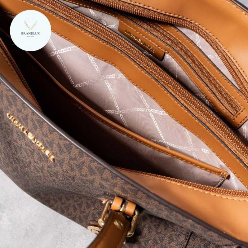 Jual Michael Kors Voyager Medium Logo Tote Bag Brown 100